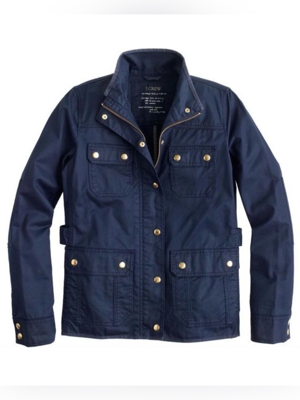 J.Crew Downtown Field Jacket Navy Waxed Cotton Utility Military Coat Small